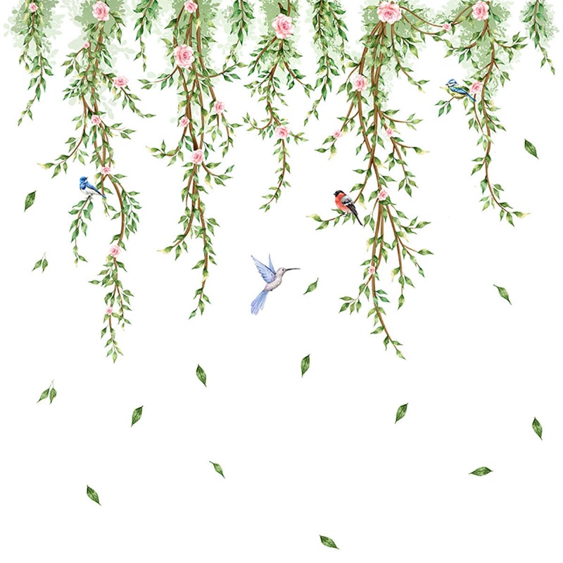 Home Decor Window Blinds - 枝花鳥ガラスステッカーリビングルームの窓のテーマ装飾壁ステッカーウィンドウステッカー静電壁画