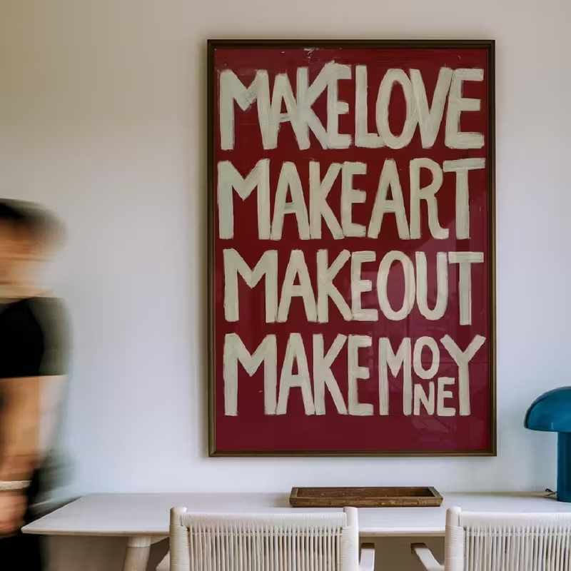 Home Decor Retro - モダン、レトロな自作の「Love Kisses Me」の引用句ウォールアートプリントキャンバス絵画ポスター、リビングルーム、寝室の家の装飾用