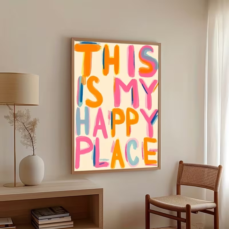 Home Decor Quotes - モダンな「これは私の幸せな場所」の引用句ウォールアートプリントキャンバス絵画ポスター、寝室やリビングルームの家の装飾に