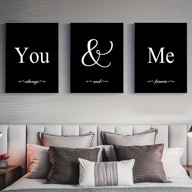 Home Decor Quotes - 3枚組 ノルディック風「You And Me」名言ウォールアートプリント キャンバス絵画 ポスター