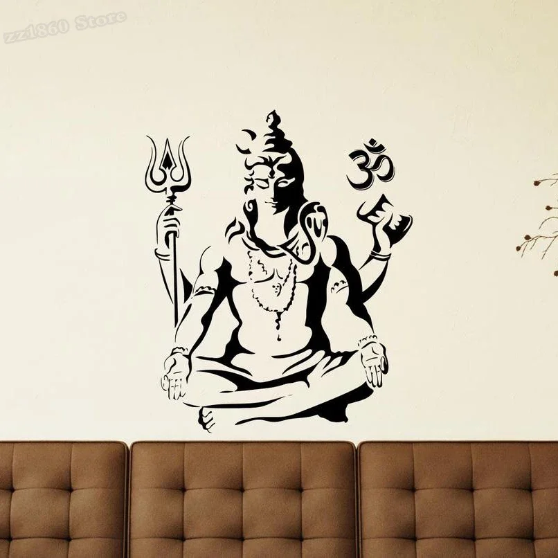 Home Decor Indonesia - Shiva-レイズシヴァデザインのウォールステッカー,オーム記号付きビニールステッカー,ヨガ,壁の装飾,インドのシヴァウォール,瞑想ポスター,a046