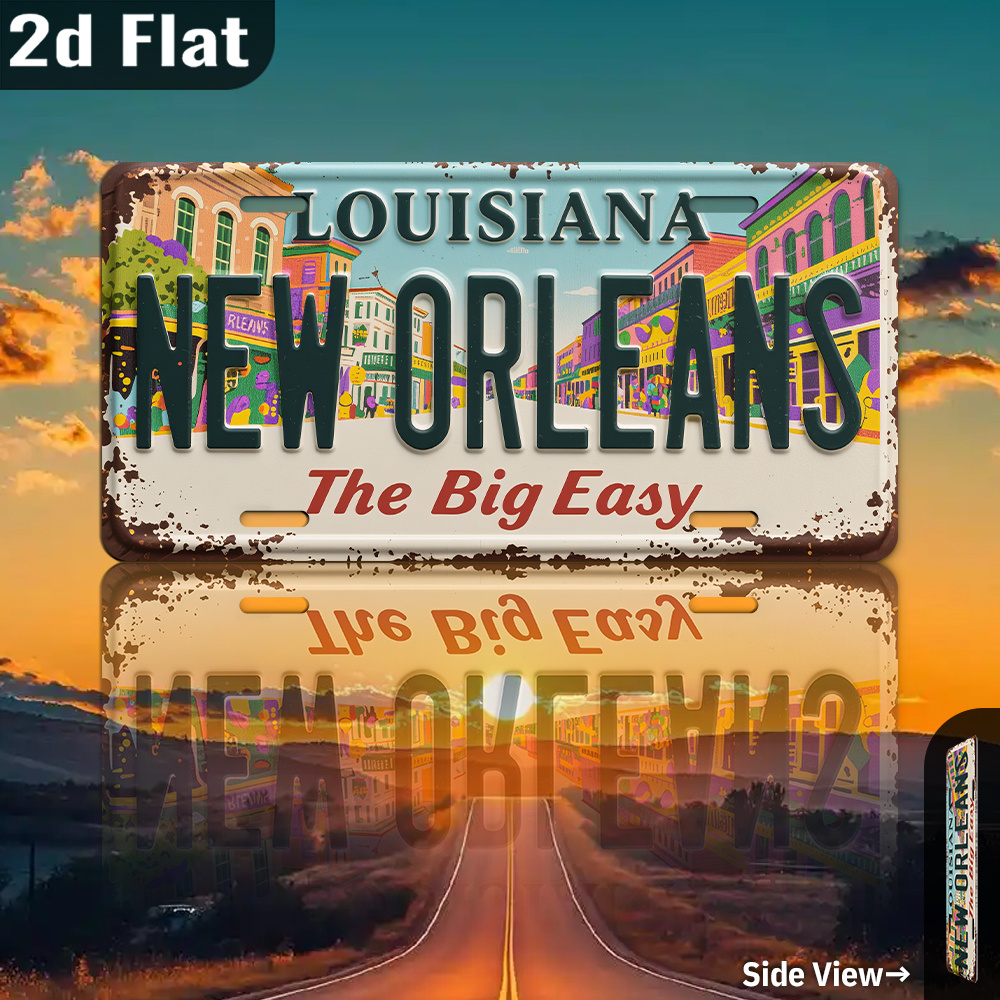 Home Decor New Orleans - ヴィンテージニューオーリンズルイジアナメタルウォールアートサイン、12x6インチレトロアルミニウム装飾、自宅、ガレージ、庭、カフェ、バー用、旅行ギフト