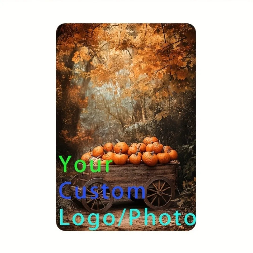 Home Decor Logo - CIFbuy カスタマイズ可能な2Dフラットアイアンウォールプレート 8x12インチ 秋のパンプキン パーソナライズロゴ 写真画像
