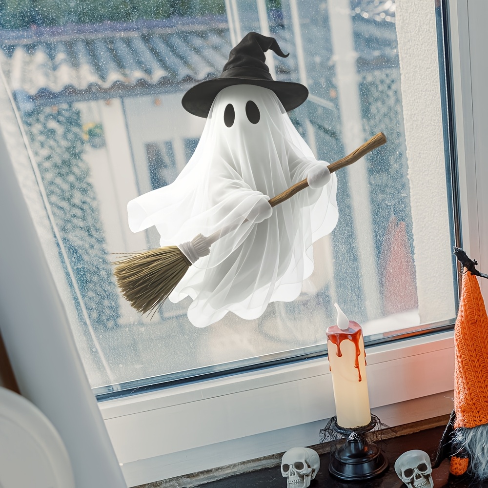 Home Decor Window Blinds - 1枚入り ハロウィン ウィザード リトルウィンドウステッカー、寝室、リビングルーム、玄関の家の装飾に最適、静電気でくっつくガラスデカール