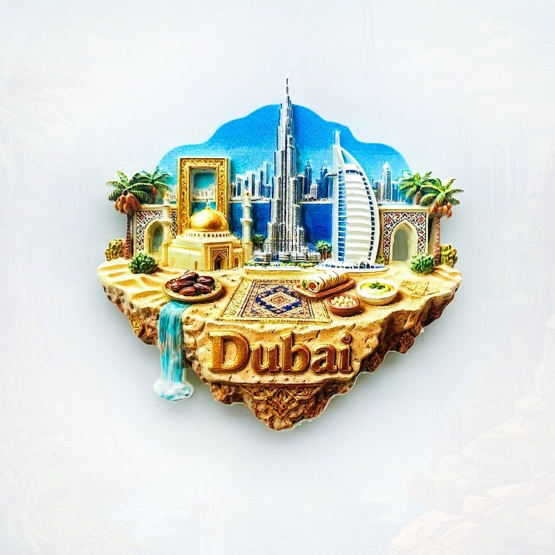 Home Decor Uae - ドバイ浮島冷蔵庫マグネット - 豪華な3Dスカイラインと象徴的なタワーが特徴のユニークなUAE高級お土産（旅行やインテリアに）