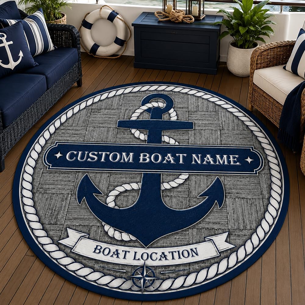 Home Decor Locations - カスタム航海アンカードアマット、ボート名や場所を記入できるパーソナライズされた玄関マット、ポーチや玄関用ポリエステルフォームマット装飾