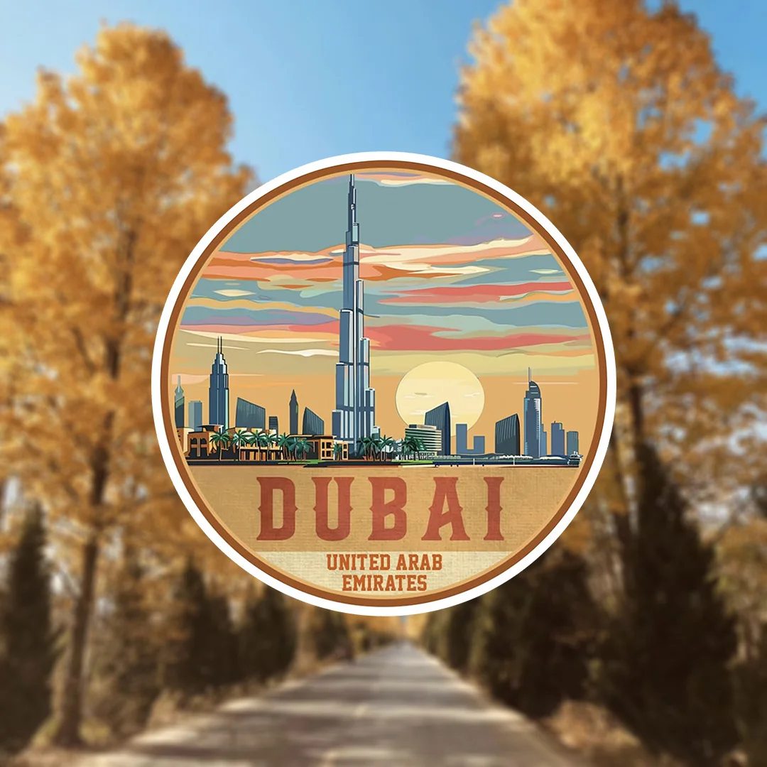 Home Decor Uae - 1枚 マット仕上げ ドバイ UAE 漫画風お土産 ビニールステッカー