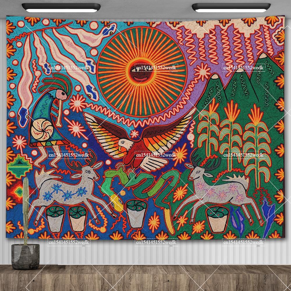 Home Decor Indonesia - Tapestry壁掛けエスニック絵画、騎士edelic、美的布の背景、家の装飾、メキシカン、メーラ、部族アート