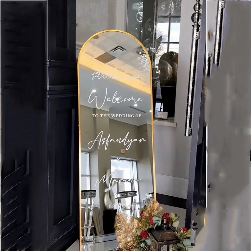 Home Decor Indonesia - ミラー用ビニールステッカー,モダンな婚約結婚式の装飾,アラビア語のウェルカムサイン,フランスの名前,イスラム教徒,デカール