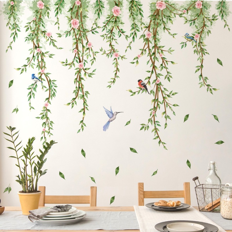 枝花鳥ガラスステッカーリビングルームの窓のテーマ装飾壁ステッ - Home Decor Window Blinds のレビューと価格