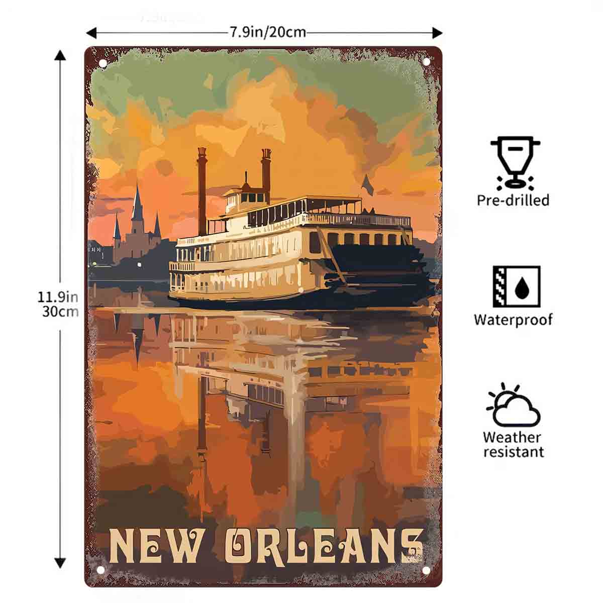 2Dフラット1個入り「ニューオーリンズ・リバーボート・サンセ - Home Decor New Orleans のレビューと価格
