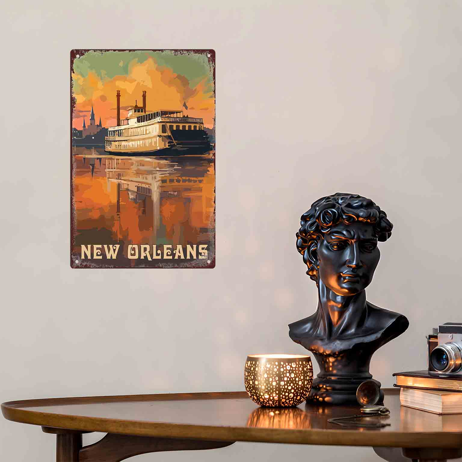 2Dフラット1個入り「ニューオーリンズ・リバーボート・サンセ - Home Decor New Orleans のレビューと価格