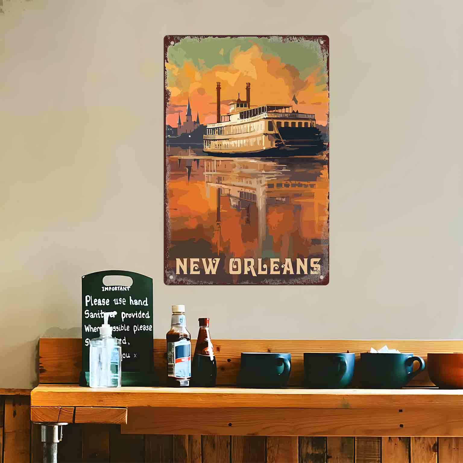 2Dフラット1個入り「ニューオーリンズ・リバーボート・サンセ - Home Decor New Orleans のレビューと価格