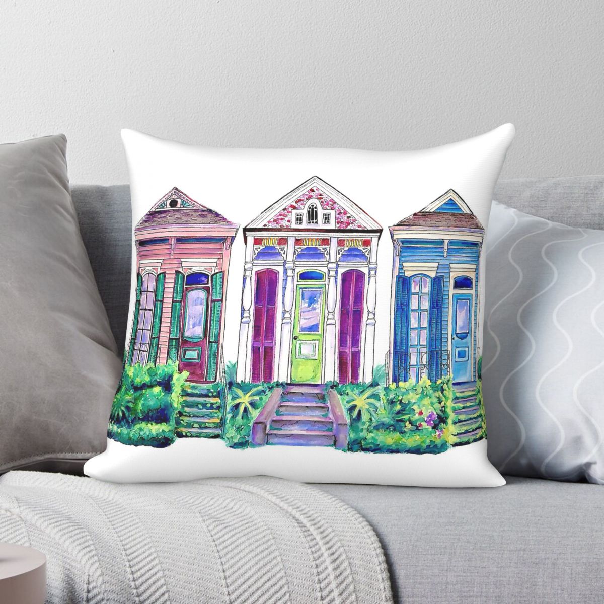 ニューオーリンズショットガンハウススクエア枕カバーポリエステ - Home Decor New Orleans のレビューと価格