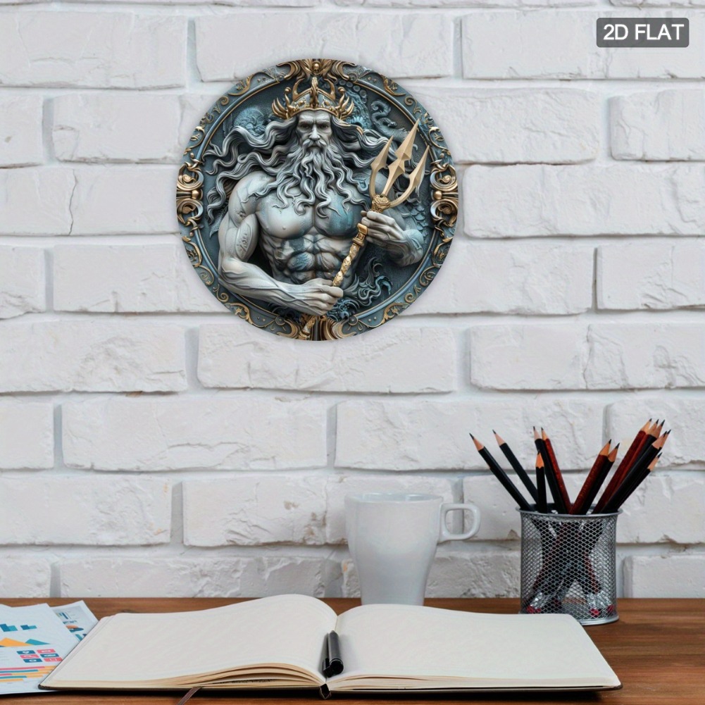 2Dフラット、1個2Dフラットポセイドン像ラウンドメタルウォ - Home Decor Design Interior のレビューと価格