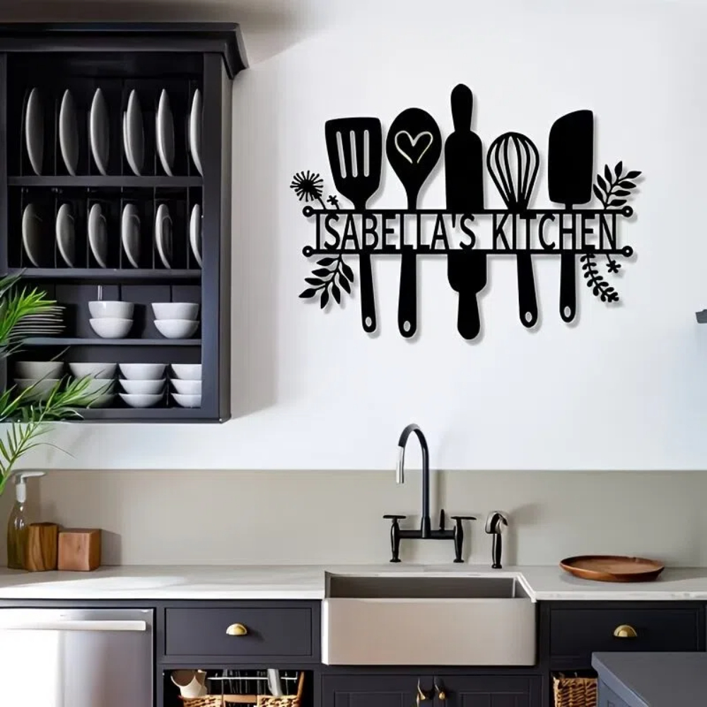 パーソナライズされたキッチンロゴ、カスタムキッチン名ロゴ、ウ - Home Decor Logo のレビューと価格