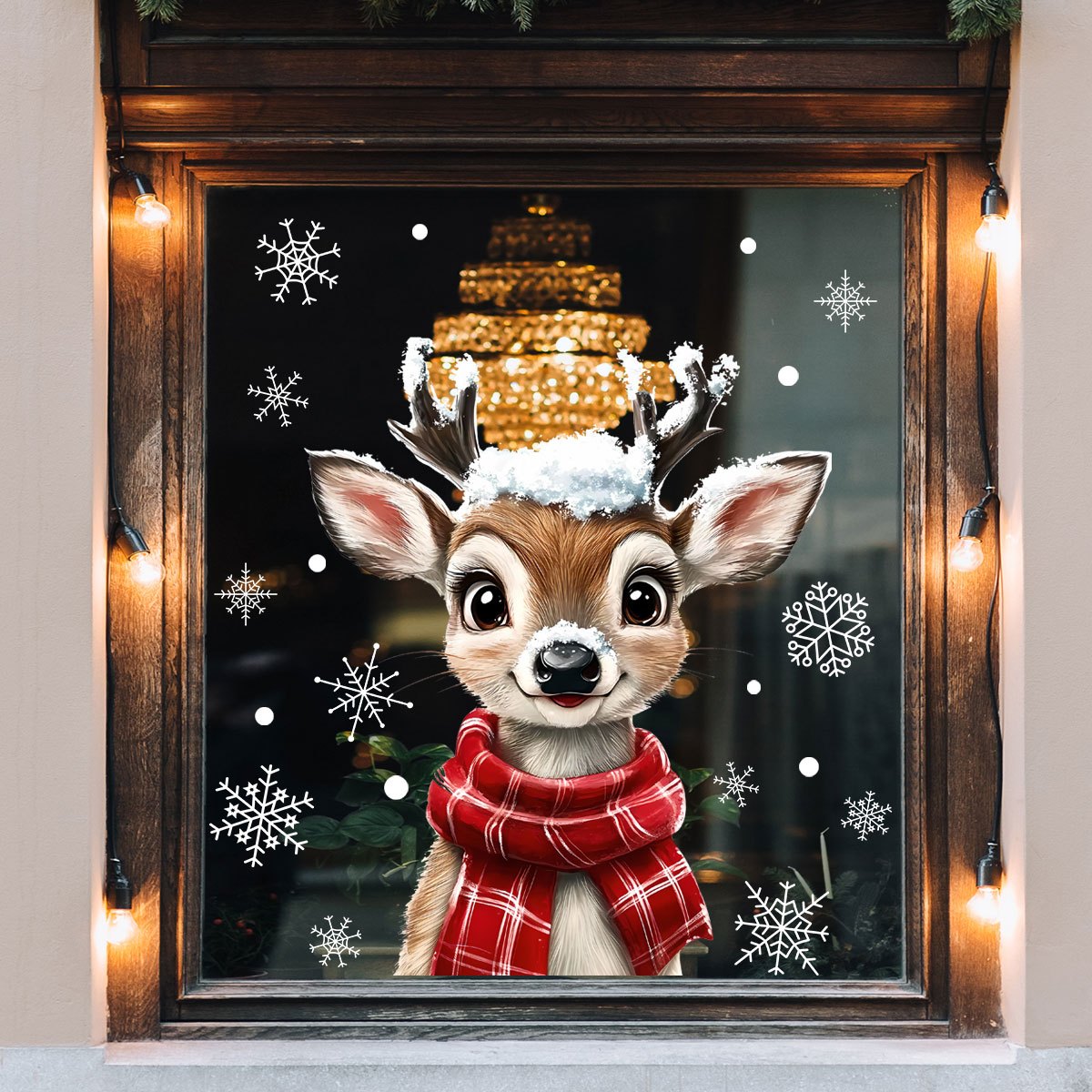 1pc クリスマススカーフスノーフレークトナカイ窓ガラスデカ - Home Decor Window Blinds のレビューと価格