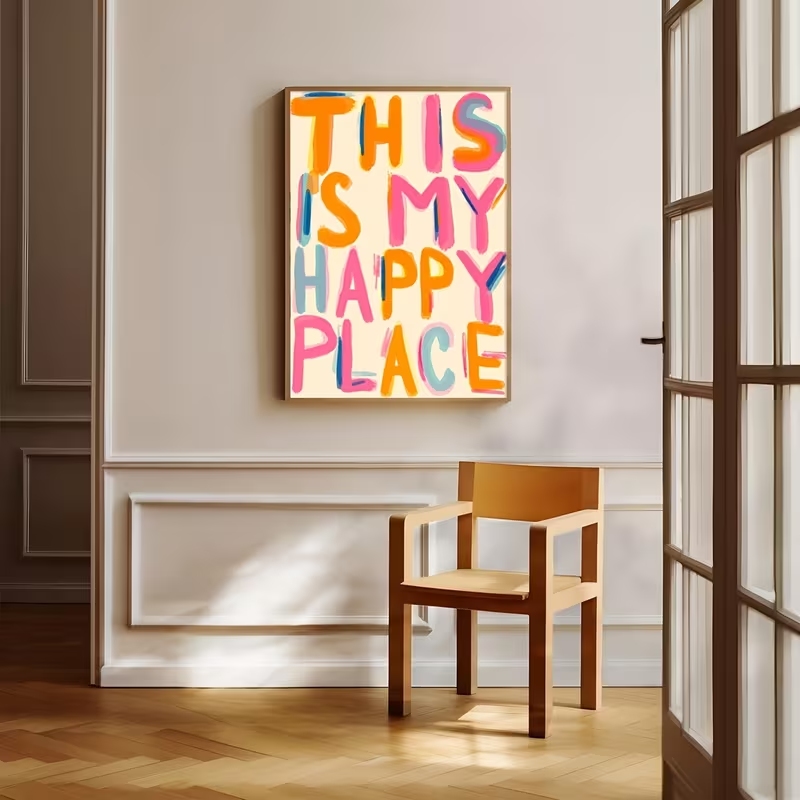 モダンな「これは私の幸せな場所」の引用句ウォールアートプリン - Home Decor Quotes のレビューと価格