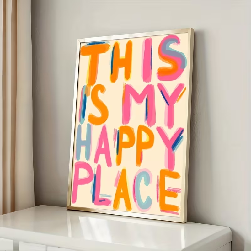 モダンな「これは私の幸せな場所」の引用句ウォールアートプリン - Home Decor Quotes のレビューと価格