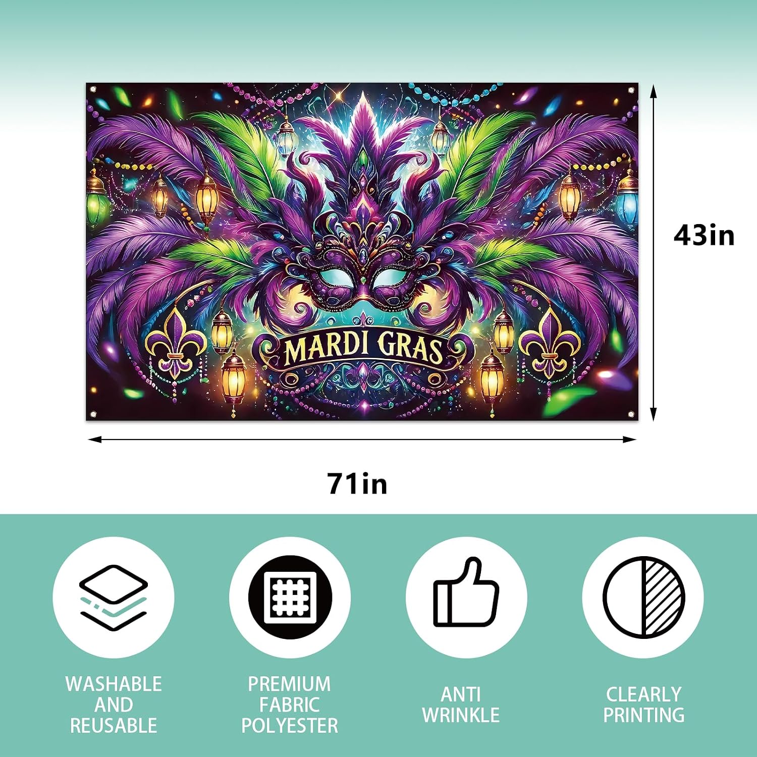 マルディグラ写真撮影用背景幕、ニューオーリンズカーニバルファ - Home Decor New Orleans のレビューと価格