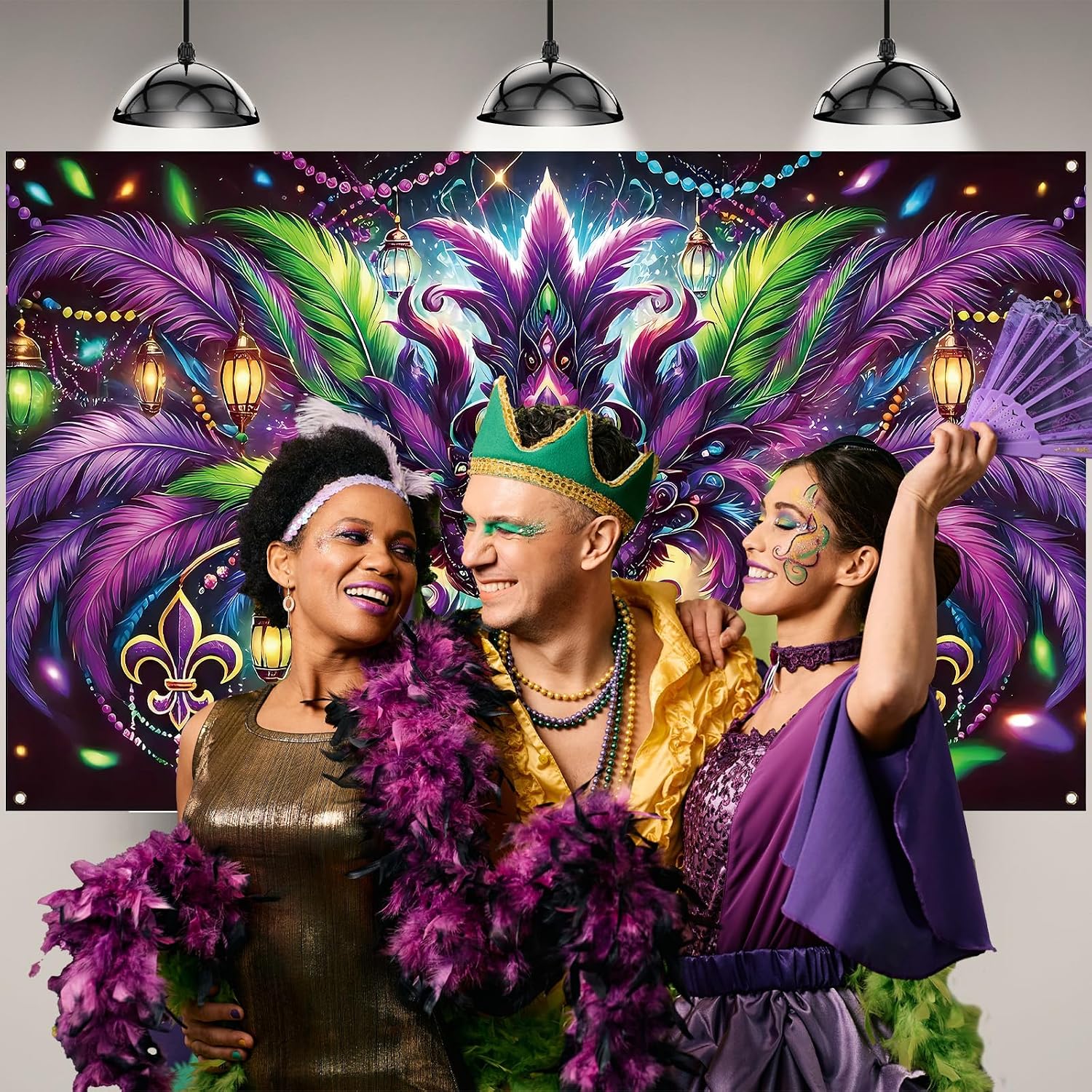 マルディグラ写真撮影用背景幕、ニューオーリンズカーニバルファ - Home Decor New Orleans のレビューと価格
