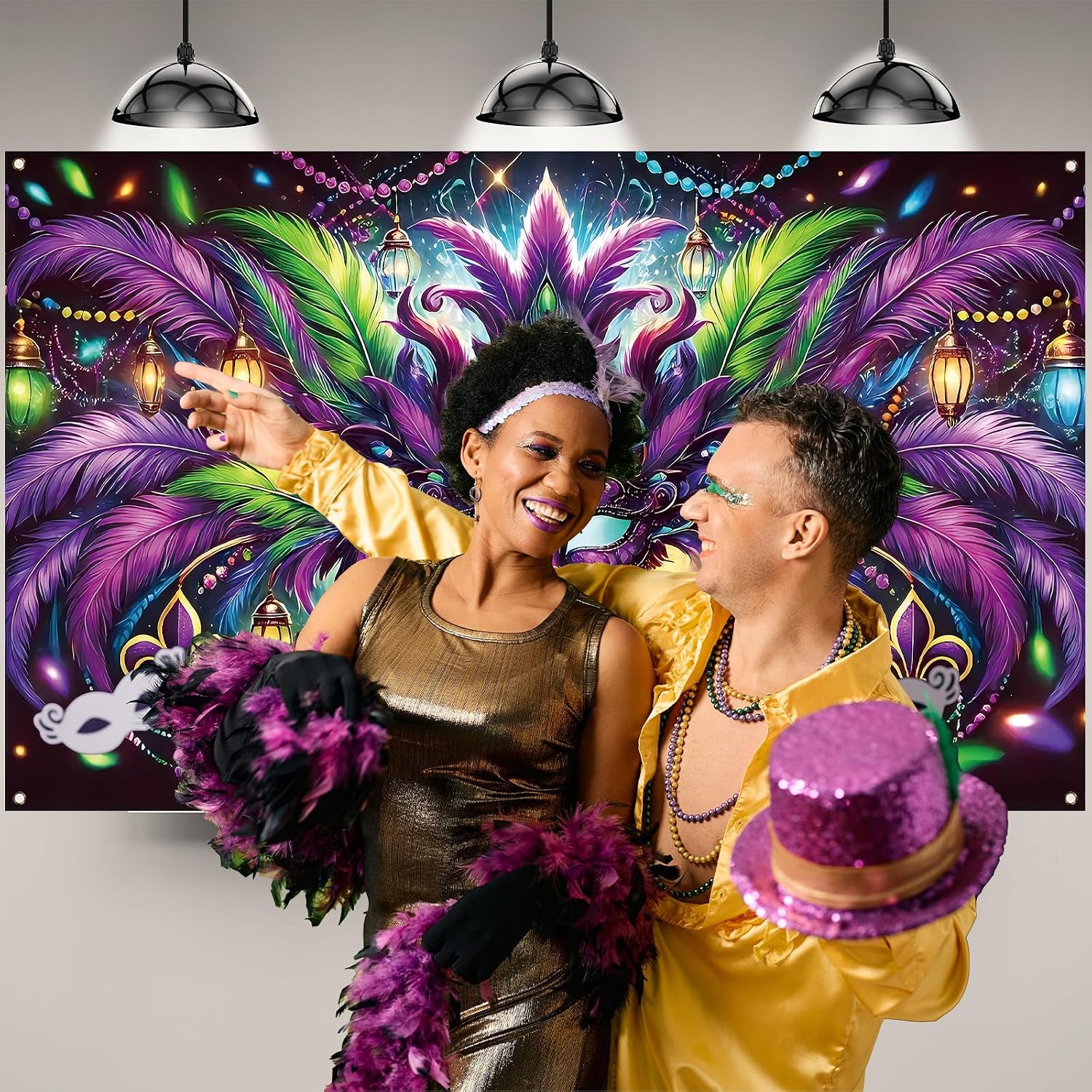 マルディグラ写真撮影用背景幕、ニューオーリンズカーニバルファ - Home Decor New Orleans のレビューと価格