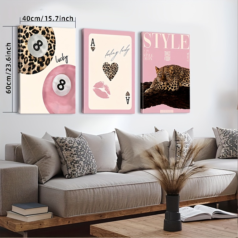 3ピース レオパード チーター キャンバス ウォールアート  - Home Decor Design Interior のレビューと価格