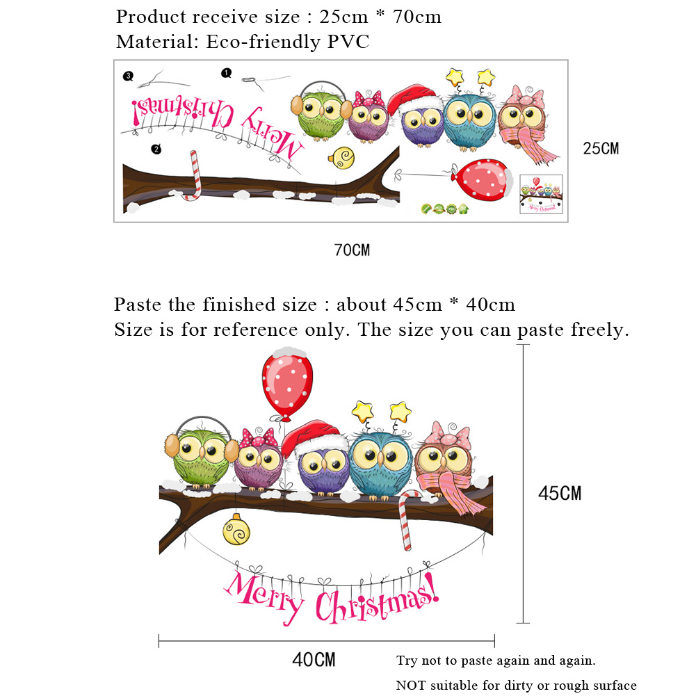 クリスマスフクロウの枝の上に壁ステッカー家の装飾用壁画リビン - Home Decor Window Blinds のレビューと価格
