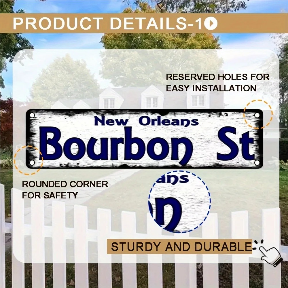 バーボンストリート ニューオーリンズ ヴィンテージメタルサイ - Home Decor New Orleans のレビューと価格