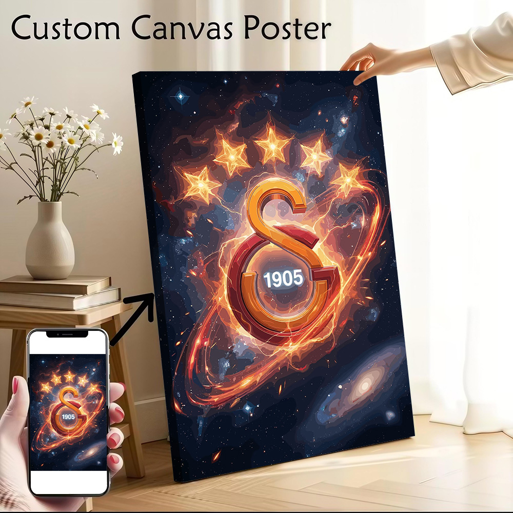 ガラタサライのロゴ宇宙星雲ポスターキャンバスウォールアートカ - Home Decor Logo のレビューと価格
