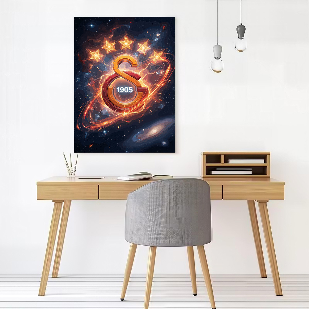 ガラタサライのロゴ宇宙星雲ポスターキャンバスウォールアートカ - Home Decor Logo のレビューと価格