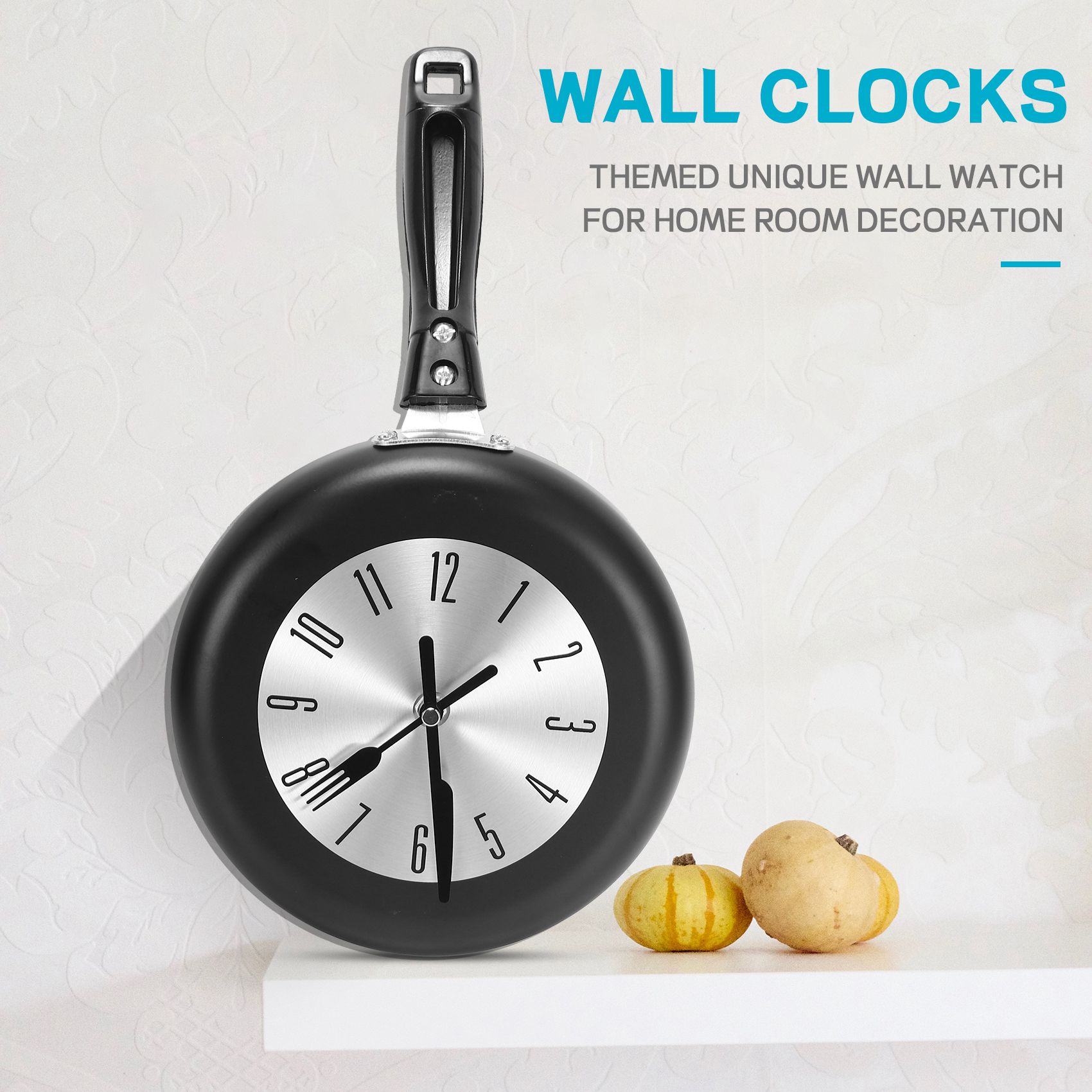 (A95Z) 8インチ フライパンデザイン 壁掛け時計 キッ - Home Decor Design Interior のレビューと価格