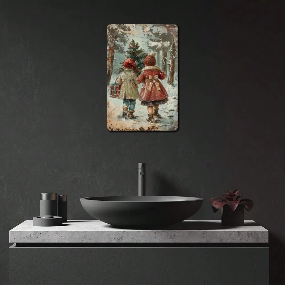 ヴィンテージクリスマスメタルサイン 8x12インチ - レト - Home Decor Locations のレビューと価格