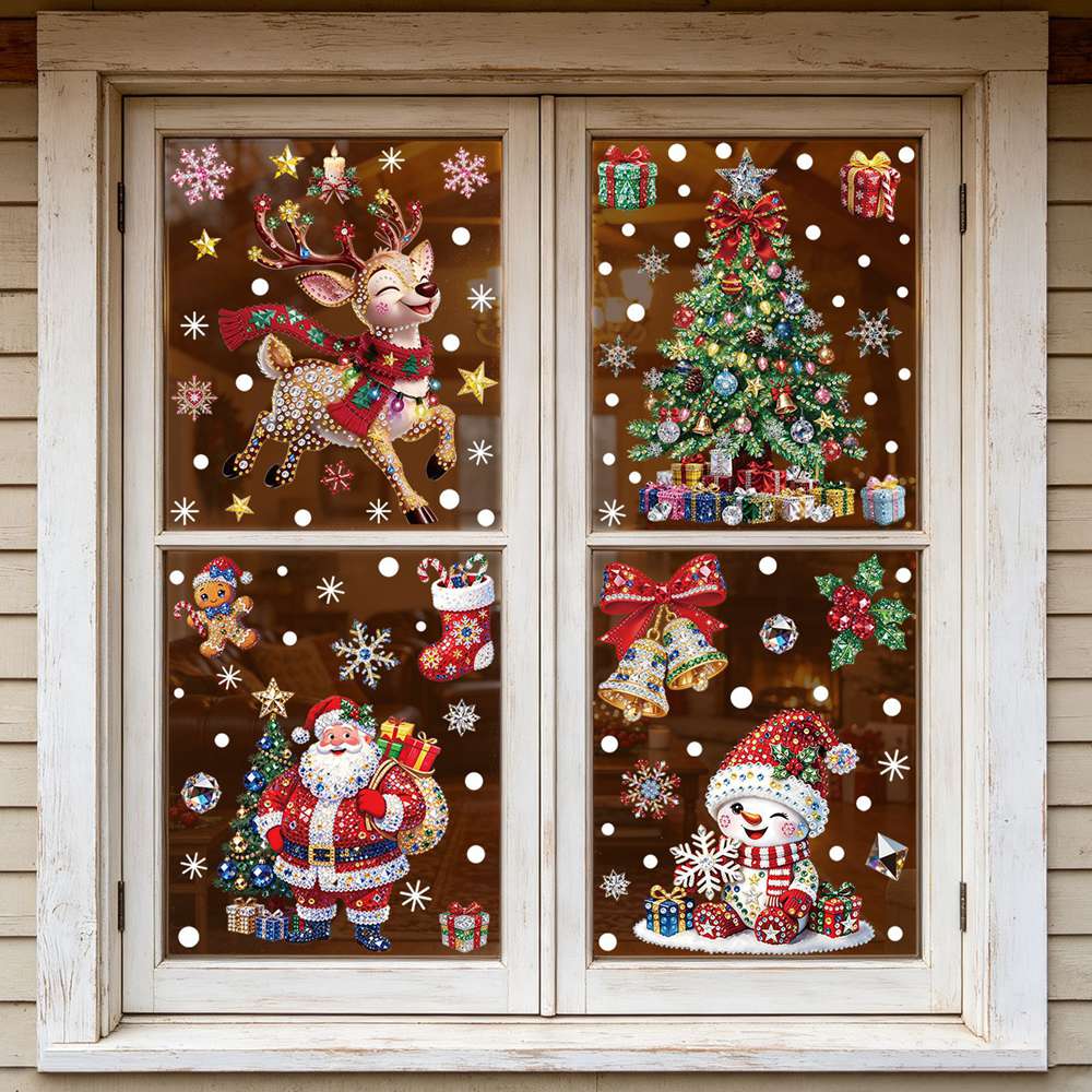 クリスマスツリー＆スノーマンウィンドウステッカー クリスマス - Home Decor Window Blinds のレビューと価格