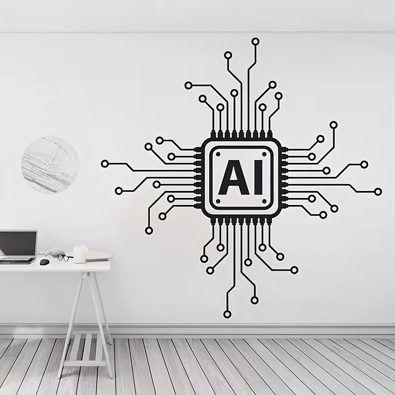 AIテクノロジー回路基板ビニールウォールデカール - 漫画風 - Home Decor Ai Free のレビューと価格