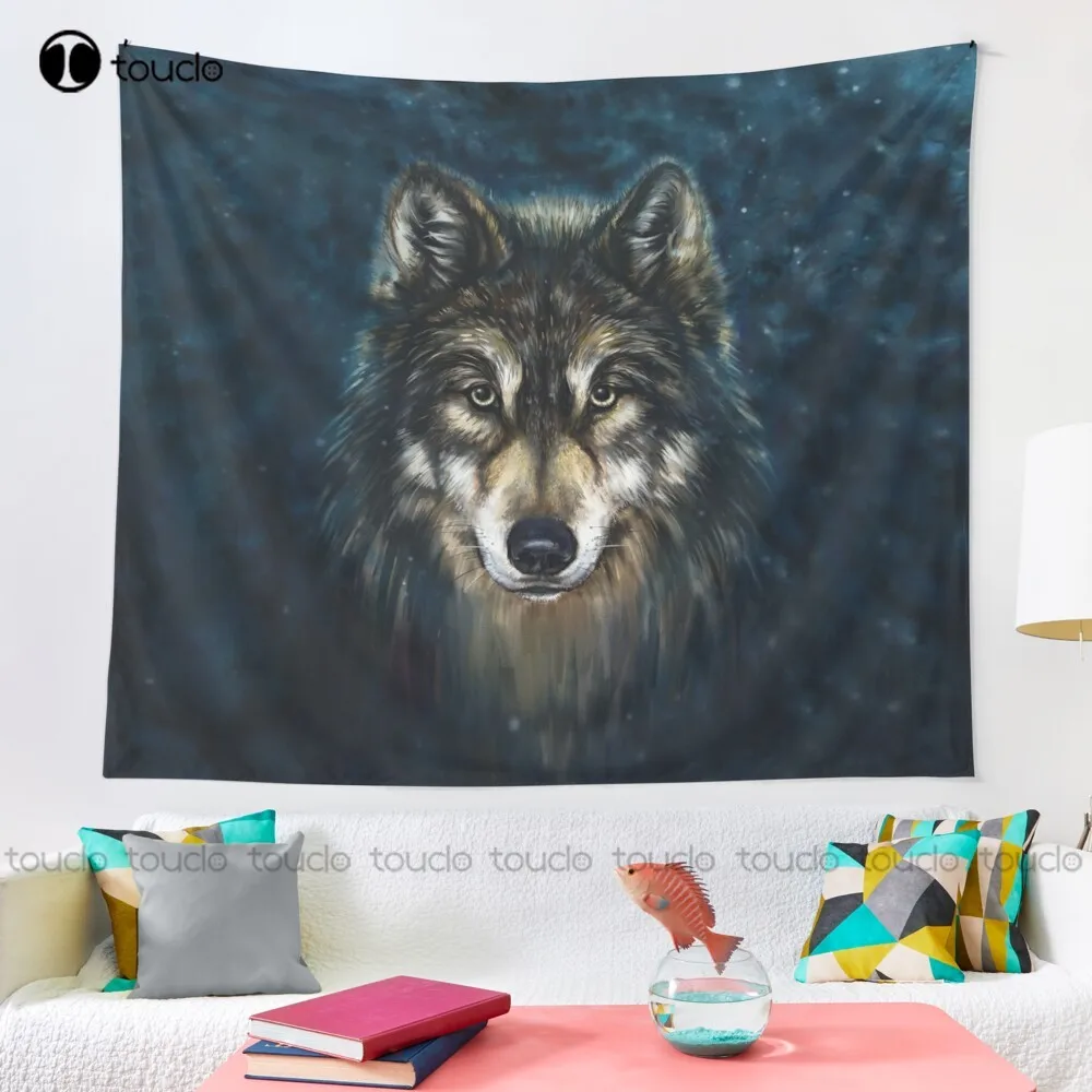 芸術的なオオカミの顔タペストリータペストリー Web サイト - Home Decor Website のレビューと価格