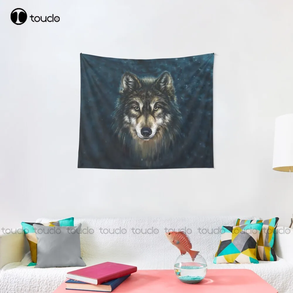 芸術的なオオカミの顔タペストリータペストリー Web サイト - Home Decor Website のレビューと価格