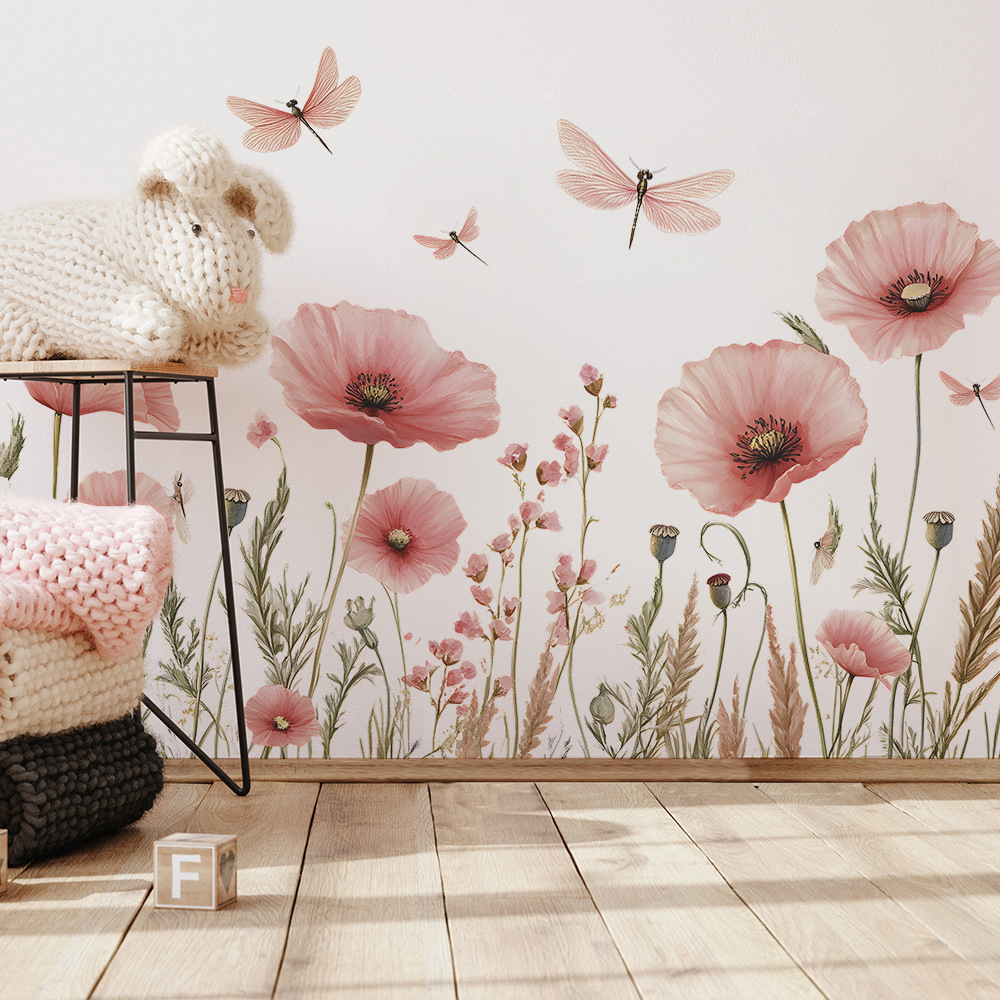 トンボの水彩画のウォールステッカー,粘着性のステッカー,ピン - Home Decor Indonesia のレビューと価格