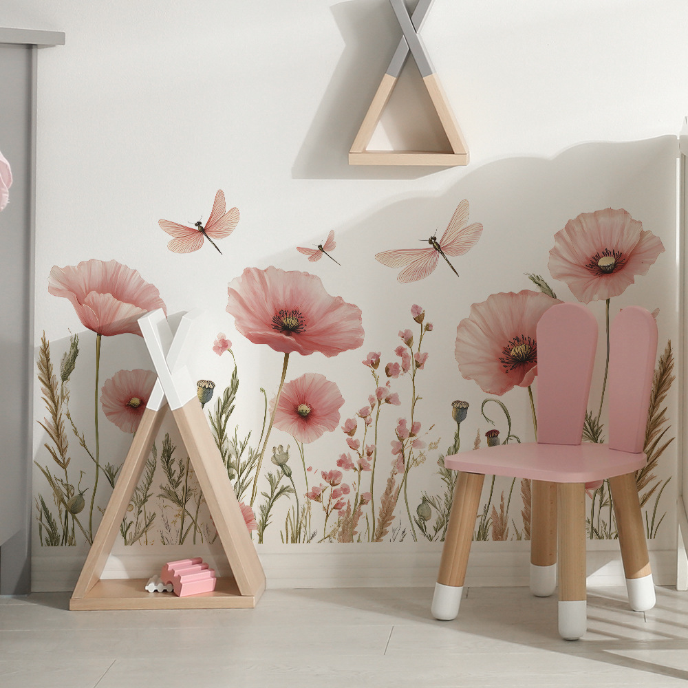 トンボの水彩画のウォールステッカー,粘着性のステッカー,ピン - Home Decor Indonesia のレビューと価格