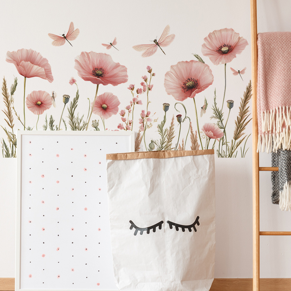 トンボの水彩画のウォールステッカー,粘着性のステッカー,ピン - Home Decor Indonesia のレビューと価格
