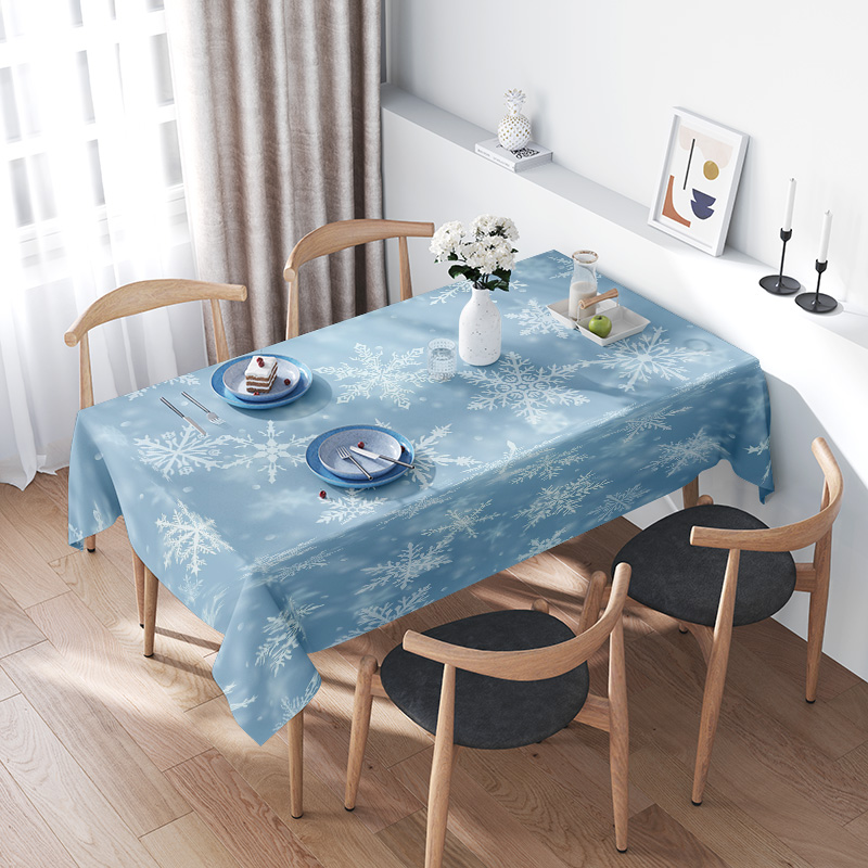 スノーフレークダイニングテーブルクロス冬の家の装飾青白い花寝 - Home Decor Online Shopping のレビューと価格